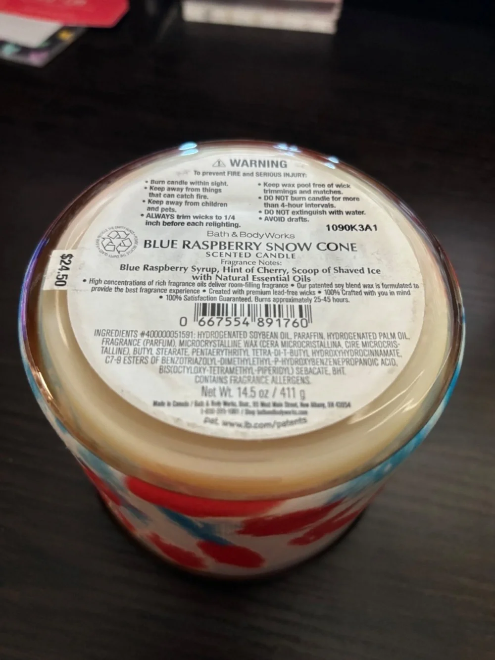 Bath and Body works Blue Raspberry Snow Cone 3 wick candles - Picture 3 of 4